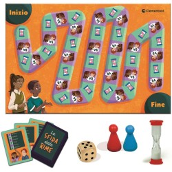 Clementoni - 16664 La Sfida delle Rime, Gioco da Tavolo Creativo con Carte e Tabellone, Sfide di Prontezza e Lessico, 2+ Giocat