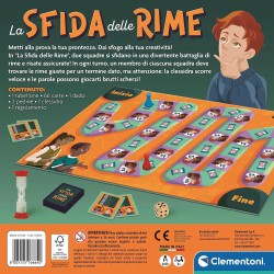 Clementoni - 16664 La Sfida delle Rime, Gioco da Tavolo Creativo con Carte e Tabellone, Sfide di Prontezza e Lessico, 2+ Giocat