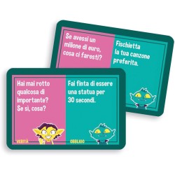 Clementoni - Obbligo o Verità, Mazzo di 40 Carte Illustrate, Party Game per Bambini 8+ Anni, 2-8 Giocatori, Idea Regalo, Made i