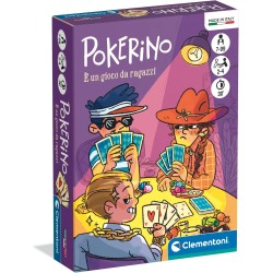 Clementoni - 16659 Pokerino, Mazzo di Carte Poker per Bambini 7+ Anni, 2-4 Giocatori, con Fiches, Idea Regalo, Made in Italy, L