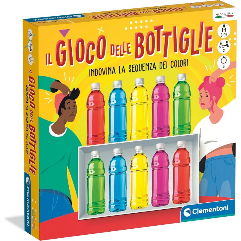 Clementoni - 81642 Il Gioco delle Bottiglie, Party Game con 20 Bottiglie, 2 Giocatori, Made in Italy, Lingua Italiana