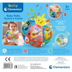 Clementoni Baby 17983 Baby Palla Suona e Canta, Gioco Elettronico con Suoni e Dolci Melodie, in Morbida Stoffa, Stimola Manuali