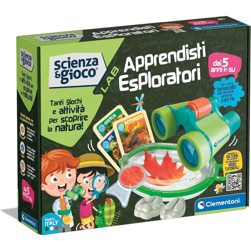 Clementoni Scienza e Gioco Lab - 19363 Apprendisti Esploratori, Kit Scientifico, Laboratorio con Binocolo, Bug Viewer, Stampini