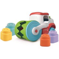 Clementoni Soft Clemmy - 17495 Touch And Play Sensory Steamroller, Camion Raccoglitore 8 Mattoncini, Gioco Prima Infanzia, Svil