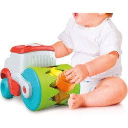 Clementoni Soft Clemmy - 17495 Touch And Play Sensory Steamroller, Camion Raccoglitore 8 Mattoncini, Gioco Prima Infanzia, Svil