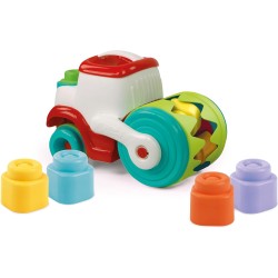 Clementoni Soft Clemmy - 17495 Touch And Play Sensory Steamroller, Camion Raccoglitore 8 Mattoncini, Gioco Prima Infanzia, Svil
