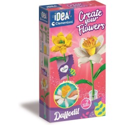 Clementoni Idea - 18876 Create Your Flowers, Kit Creativo per Comporre Fiori, con 2 Narcisi in Carta da Assemblare e Personaliz