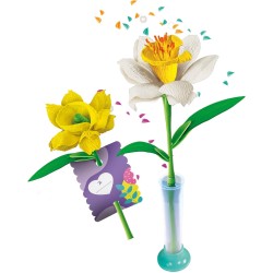 Clementoni Idea - 18876 Create Your Flowers, Kit Creativo per Comporre Fiori, con 2 Narcisi in Carta da Assemblare e Personaliz