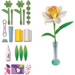 Clementoni Idea - 18876 Create Your Flowers, Kit Creativo per Comporre Fiori, con 2 Narcisi in Carta da Assemblare e Personaliz