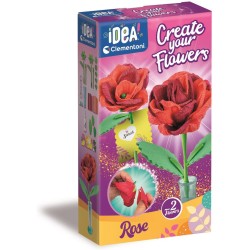 Clementoni Idea - 18877 Create Your Flowers, Kit Creativo per Comporre Fiori, con 2 Rose in Carta da Assemblare e Personalizzar