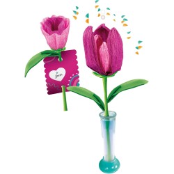 Clementoni Idea - 18878 Create Your Flowers, Kit Creativo per Comporre Fiori, con 2 Tulipani in Carta da Assemblare e Personali