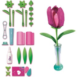 Clementoni Idea - 18878 Create Your Flowers, Kit Creativo per Comporre Fiori, con 2 Tulipani in Carta da Assemblare e Personali