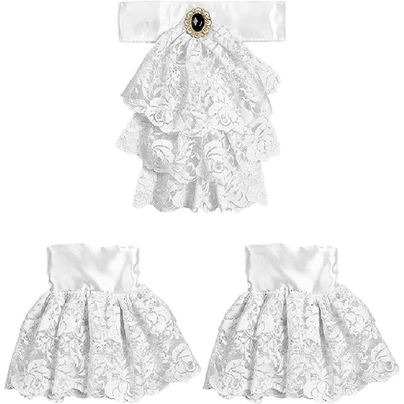 Widmann - Jabot con Gemma e Polsini in Pizzo, Accessorio Carnevale - Halloween, 07799