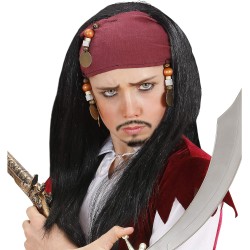 Widmann - Parrucca Pirata dei Caraibi con Bandana E Perline in Sacchetto, 6289C