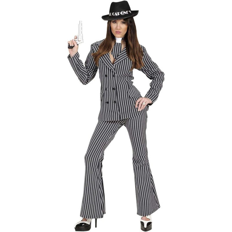 Widmann - Costume da Donna Gangster - Giacca, Pantaloni, Cravatta, in Taglia M, 72272