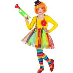 Widmann - Tutù con Bretelle Clown, Fiore Mini Cilindro 110 cm (3/4 anni), 96532