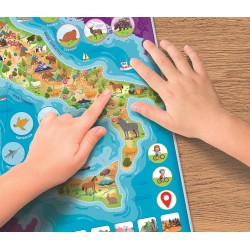 Clementoni Sapientino - 16690 Italia, Puzzle Magnetico, 4 Giochi in 1, 50+ Tessere Magnetiche, Scopri l Italia con le Tessere M