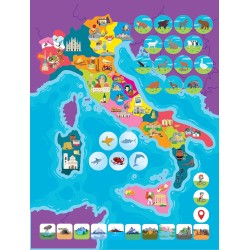 Clementoni Sapientino - 16690 Italia, Puzzle Magnetico, 4 Giochi in 1, 50+ Tessere Magnetiche, Scopri l Italia con le Tessere M