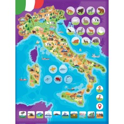 Clementoni Sapientino - 16690 Italia, Puzzle Magnetico, 4 Giochi in 1, 50+ Tessere Magnetiche, Scopri l Italia con le Tessere M