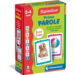 Clementoni Montessori - 16835 Prime Parole, Gioco Educativo Metodo Montessoriano, 48 Carte Illustrate per Imparare i Nomi degli