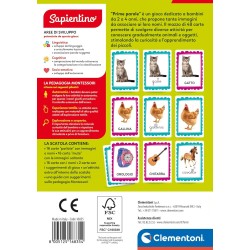 Clementoni Montessori - 16835 Prime Parole, Gioco Educativo Metodo Montessoriano, 48 Carte Illustrate per Imparare i Nomi degli
