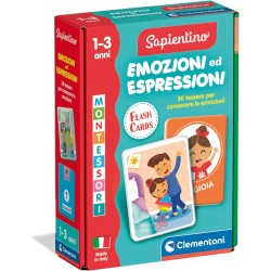 Clementoni Sapientino Baby Montessori - 16833 Carte Emozioni ed Espressioni, 30 Flashcards Tattili, Gioco Educativo per Scoprir