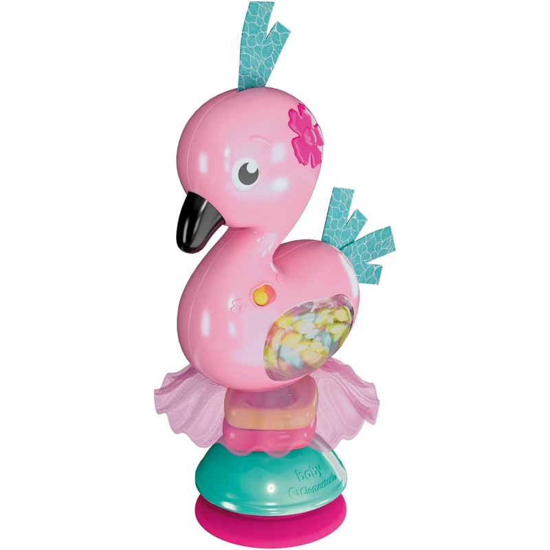 Clementoni Baby 17492 Fancy Flamingo, Sonaglino Interattivo Fenicottero con Melodie, Bambini 3 Mesi+, Sonaglio con Palline, Eff