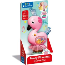Clementoni Baby 17492 Fancy Flamingo, Sonaglino Interattivo Fenicottero con Melodie, Bambini 3 Mesi+, Sonaglio con Palline, Eff