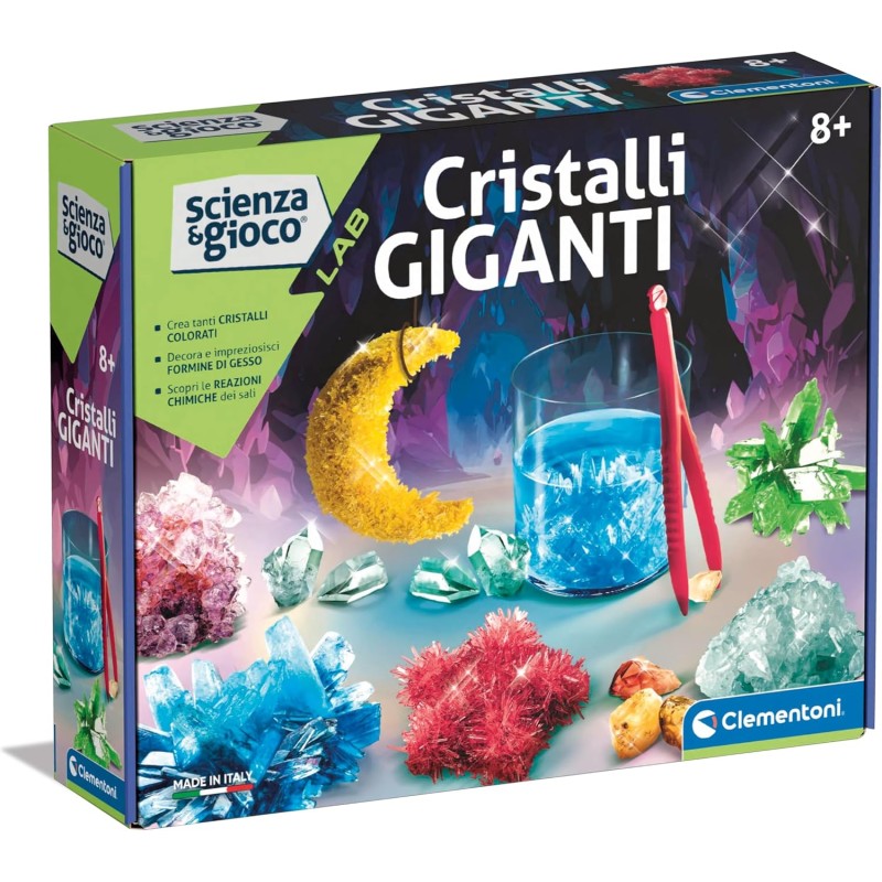 Clementoni - 19232 Laboratorio Cristalli - Cristalli Giganti - Scienza e Gioco Lab, Esperimenti Mineralogia per Bambini 8 Anni