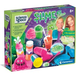 Clementoni Scienza e Gioco Lab - 19397 Slime Fluo, Kit di Esperimenti per Bambini 8+, Laboratorio per Creare Slime Fluorescenti