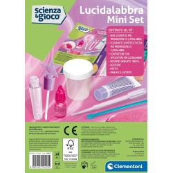 Clementoni Scienza e Gioco Lab - 19415 Kit Lucidalabbra, Mini Set Laboratorio Cosmetico per Creare Gloss Labbra Colorati e Prof