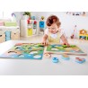 Hape - Puzzle 3 in 1 in Legno - Pepe e i Suoi Amici, Gioco Educativo con Tre Scenari per Bambini