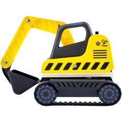 Hape - Escavatore scava e raccogli in legno| Con torretta rotante a 360°, pala mobile, operaio e vano portaoggetti | Veicolo ed