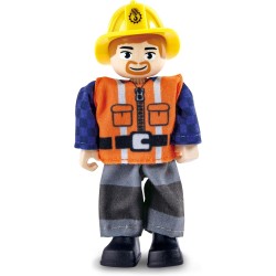 Hape - Escavatore scava e raccogli in legno| Con torretta rotante a 360°, pala mobile, operaio e vano portaoggetti | Veicolo ed