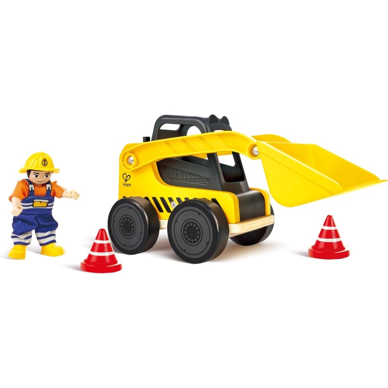 Hape - Camion di carico Giocattolo per Bambini, Grande Pala Flessibile e Accessori da Cantiere, Adatto dai 3 Anni