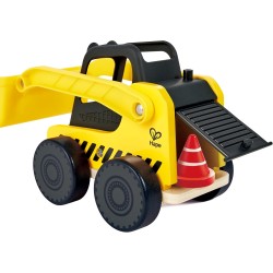 Hape - Camion di carico Giocattolo per Bambini, Grande Pala Flessibile e Accessori da Cantiere, Adatto dai 3 Anni