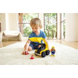 Hape - Camion di carico Giocattolo per Bambini, Grande Pala Flessibile e Accessori da Cantiere, Adatto dai 3 Anni