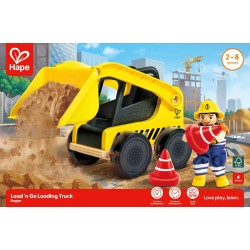 Hape - Camion di carico Giocattolo per Bambini, Grande Pala Flessibile e Accessori da Cantiere, Adatto dai 3 Anni