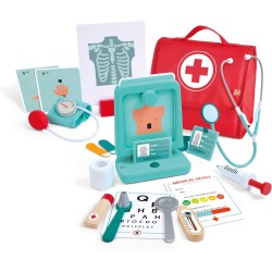 Hape - Set Medico, Set da Gioco in Legno per Bambini, Kit da Dottore con Strumenti interattivi