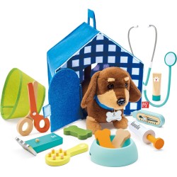 Hape - Set Veterinario, Kit Giocattolo in Legno per Bambini, Clinica veterinaria Portatile