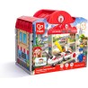 Hape - Set Stazione ferroviaria Portatile in Legno, Gioco di Treni per Bambini, Binari, Stazione e Personaggi, Facile da traspo