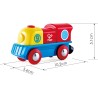 Hape - E3820 Piccola locomotiva con pulsante, alimentazione a batterie, gioco adatto per bambini, colori Rosso, Giallo e Blu