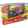 Hape - E3820 Piccola locomotiva con pulsante, alimentazione a batterie, gioco adatto per bambini, colori Rosso, Giallo e Blu