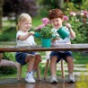 Hape Nature Fun - Set da Giardinaggio: annaffiatoio, spatola, rastrello e minivanga in Ferro e bambù per Piccoli giardinieri da