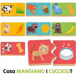 Headu - Cosa Mangiano i Cuccioli - Logica e Manualità per i piccoli | Gioco Educativo 2-4 Anni - Giochi in Lengo, Attività Dida