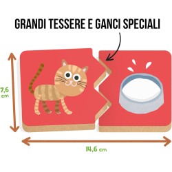 Headu - Cosa Mangiano i Cuccioli - Logica e Manualità per i piccoli | Gioco Educativo 2-4 Anni - Giochi in Lengo, Attività Dida
