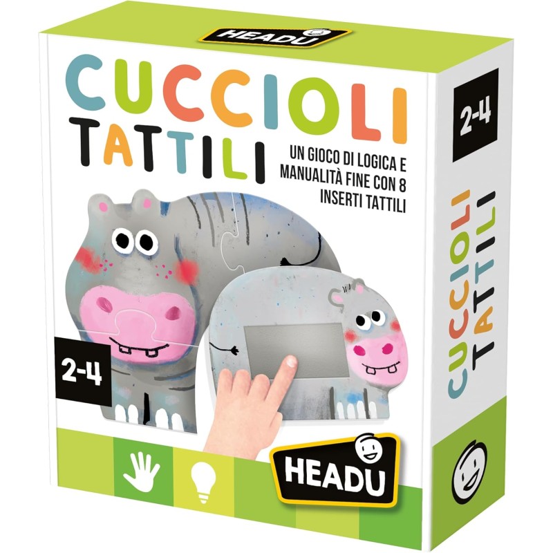 Headu - Cuccioli Tattili Montessori, Un Gioco Educativo di Logica e Manualità fine, per Bambini dai 2 ai 4 anni