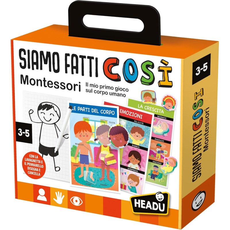 Headu - Siamo Fatti Così Montessori Scopri Come Siamo Fatti It28108 Gioco Educativo Per Bambini 3-5 Anni