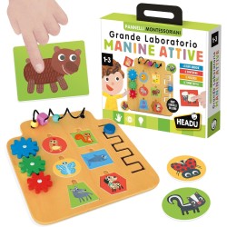Headu - Laboratorio Manine Attive Montessori - Con 24 Forme Tattili Degli Animali | Giochi Educativi 1-3 Anni, Gioco Montessori
