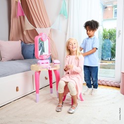Theo Klein 5721 Barbie Salone di Bellezza Atmosfera Felice, Salone di Bellezza con Specchio Rotante e Luce, Toeletta con Access